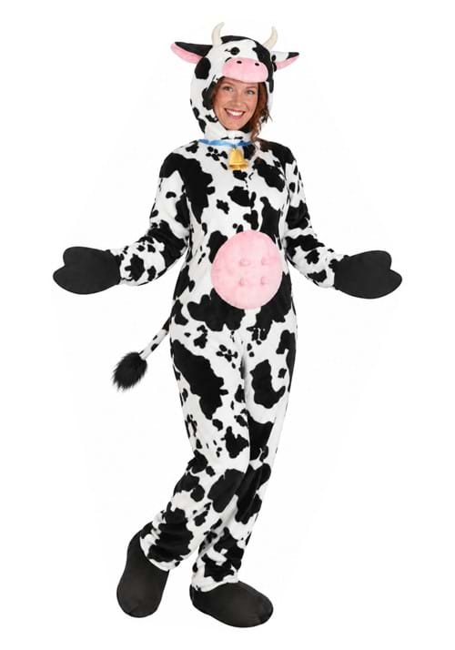Deluxe Plush Spotted Cow Costume for Adults New Main