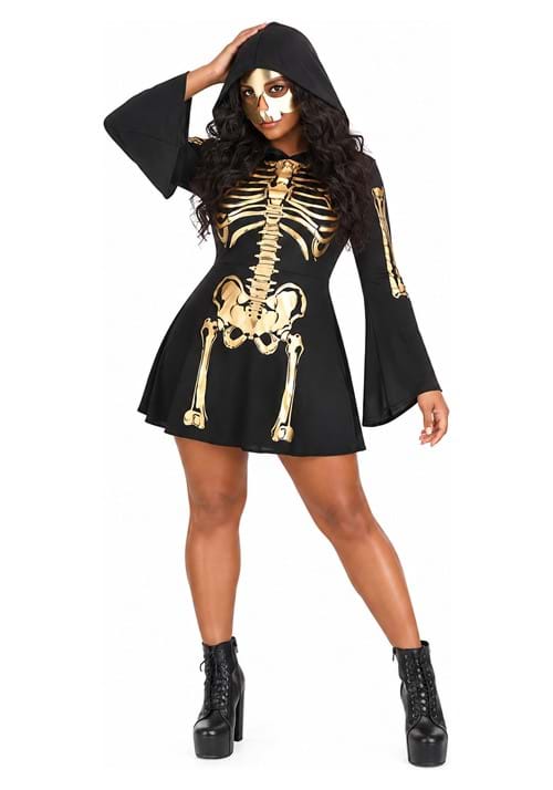 Women's Gilded Skeleton Dress Costume upd