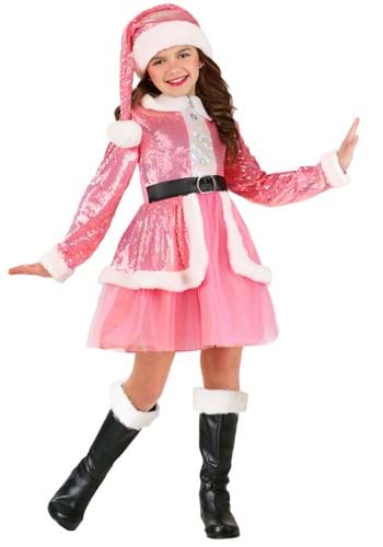 Pink Santa Claus Girls Costume
