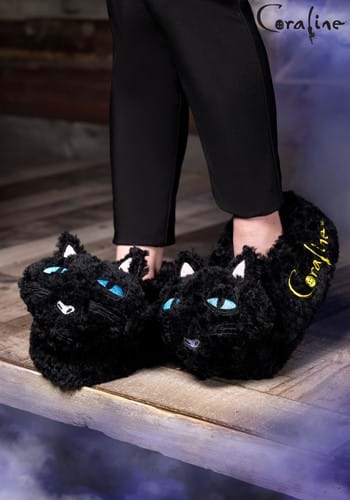 Adult Coraline Black Cat Slippers