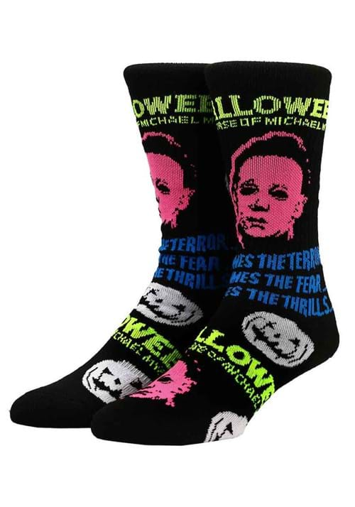 HALLOWEEN MICHAEL MYERS BLACK LIGHT CREW SOCK