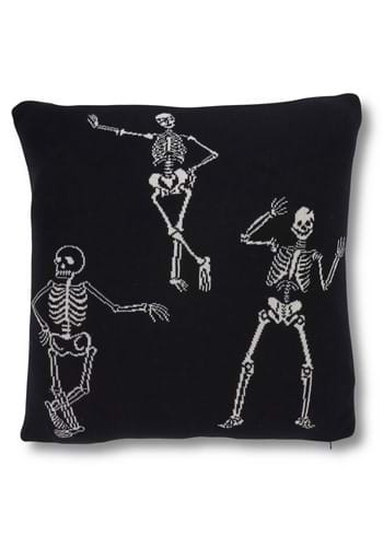 20 Inch Cotton Knit Black Cream Skeleton Pillow