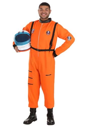 Mens Exclusive Plus Size Classic Orange Astronaut Costume
