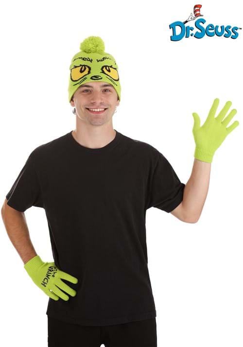 Adult Grinch Beanie Gloves Set