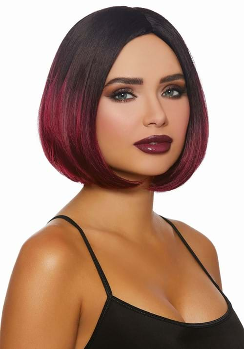 Womens Black Burgundy Ombre Bob Wig