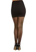 Women's Black Fishnet Pantyhose with Back Seam Alt 1