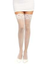 Womens White Anti Slip Thigh High Stockings