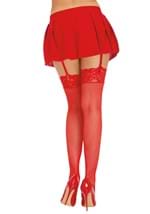 Women's Red Thigh High Fishnet w/ Lace Top Alt 1