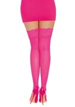 Womens Neon Pink Anti-Slip Thigh High with Lace Top Alt 1