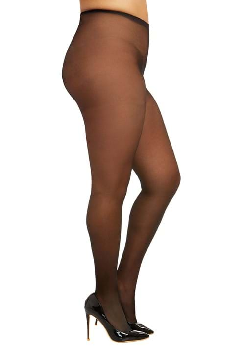 Womens Plus Size Black Open Crotch Pantyhose