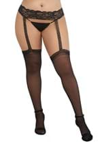 Plus Size Lace Top Thigh High Fishnet Stockings