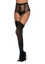 Women's Black Caged Garter Belt with Attached Seam