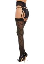 Women's Black Sheer High Waist Garter Belt with At Alt 1