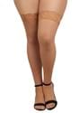 Plus Size Beige Lace Top Thigh High Stocking