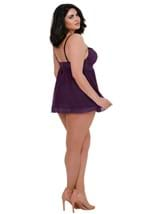 Plus Size Mesh Lace Plum Babydoll G String Alt 1