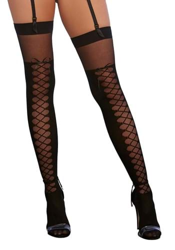 Faux Boot Detail Thigh High Stockings