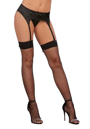 Women's Hot Pink Lace Top Thigh High Fishnet Stockings