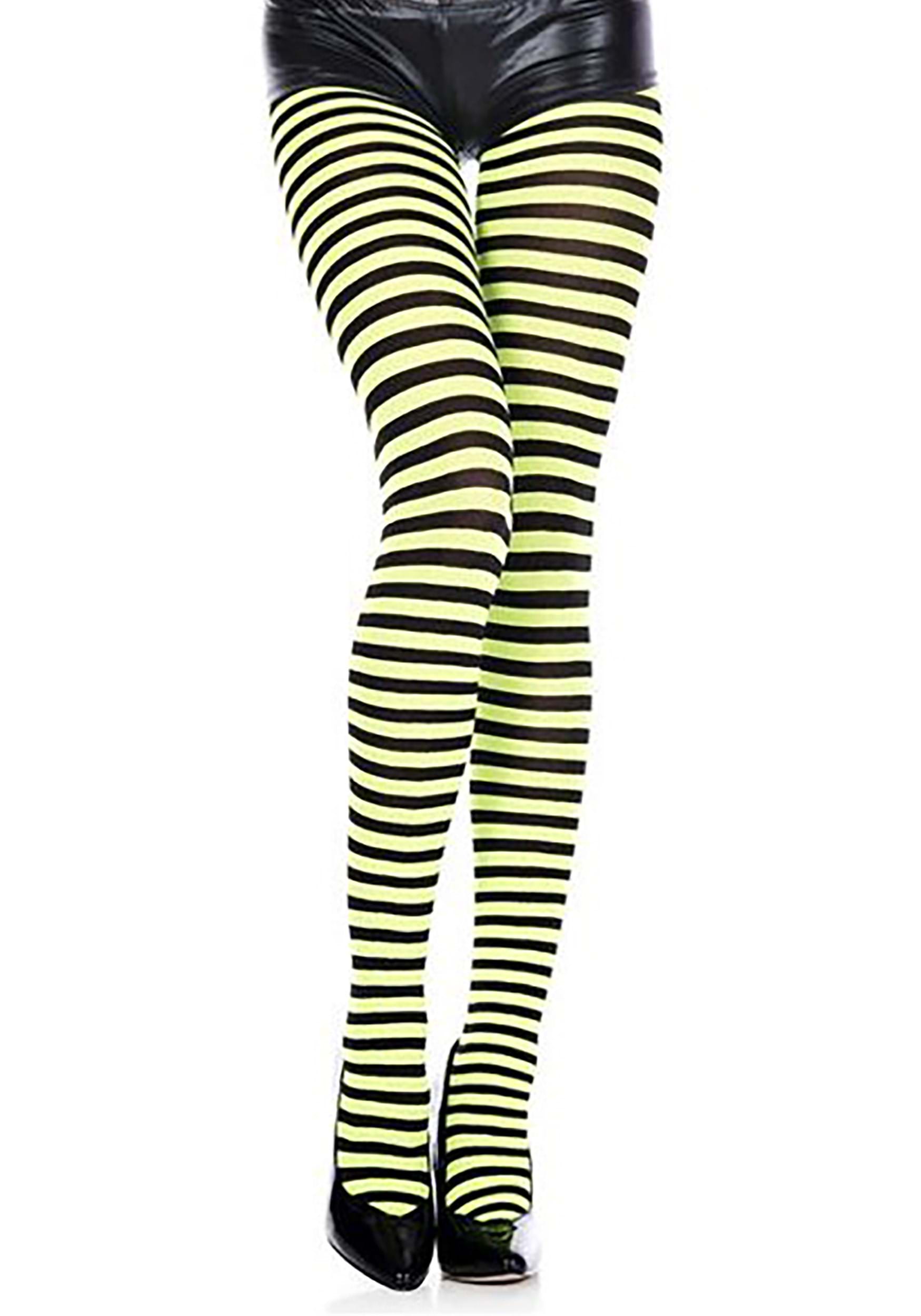 Womens Plus Size Striped Costume Tights Bold Colored Stockings