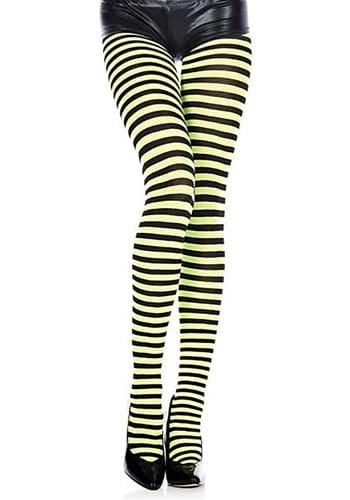 Womens Black and Yellow Striped Tights