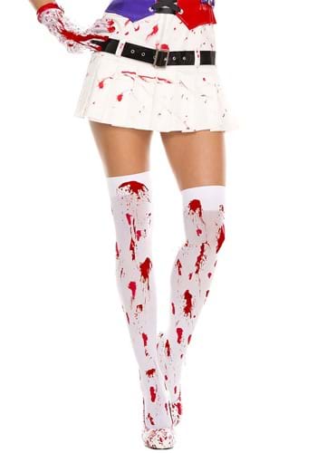 Womens Blood Spatter White Thigh High