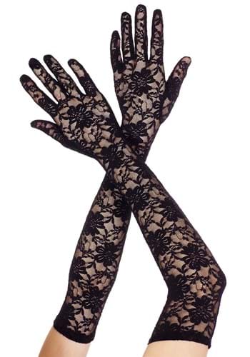 Womens Extra Long Black Lace Gloves