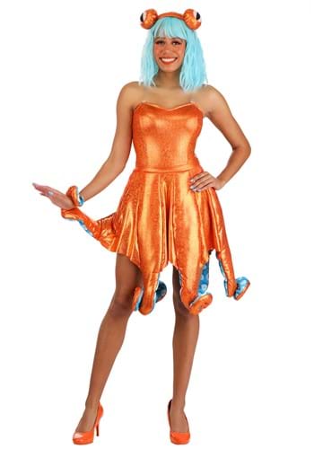 Orange Iridescent Octopus Womens Costume