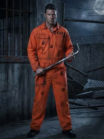 Distressed Prisoner Jumpsuit Costume for Adults