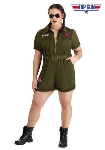 Plus Size Top Gun Flight Suit Romper Costume