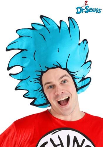 Adult Dr Seuss Thing 1 2 Blue Foam Wig
