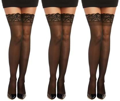Black Lace Top Sheer Thigh High Multi Pack