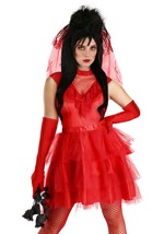 Adult Ghostly Red Wedding Dress Costume Alt 9