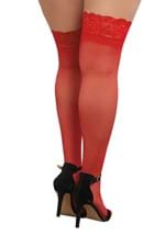 Plus Size Red Sheer Thigh High Womens Stockings Alt 1