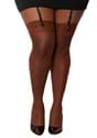 Plus Size Espresso Sheer Top Thigh High Stockings