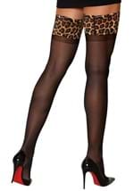 Sheer Thigh Highs with Leopard Print Anti Slip Top Alt 1