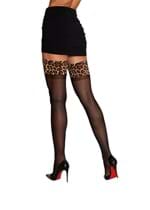 Women's Sheer Thigh Highs with Leopard Print Anti-Slip Top