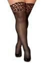 Plus Brown Sheer Thigh Highs with Leopard Print Top