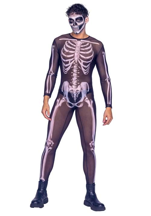 Sexy Mesh Skeleton Jumpsuit Costume for Men