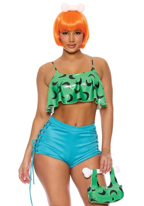 Womens 4 Piece Flirty Bedrock Pebbles Costume