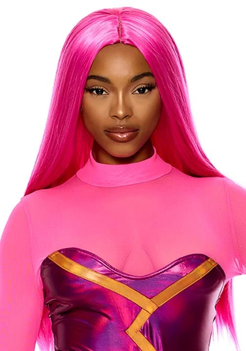 Womens Long Hot Pink Lava Costume Wig