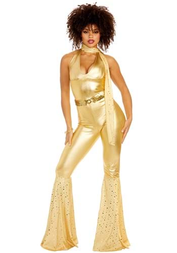 Women's Plus Size Gold Disco Fox Costume
