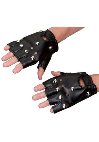 Adult Studded Black Biker Costume Gloves