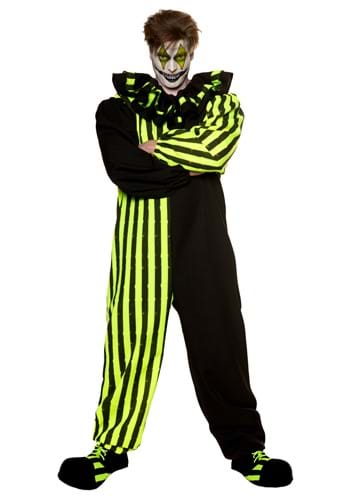 Mens Blacklight Reactive Two Tone Clown Jumpsuit Costume