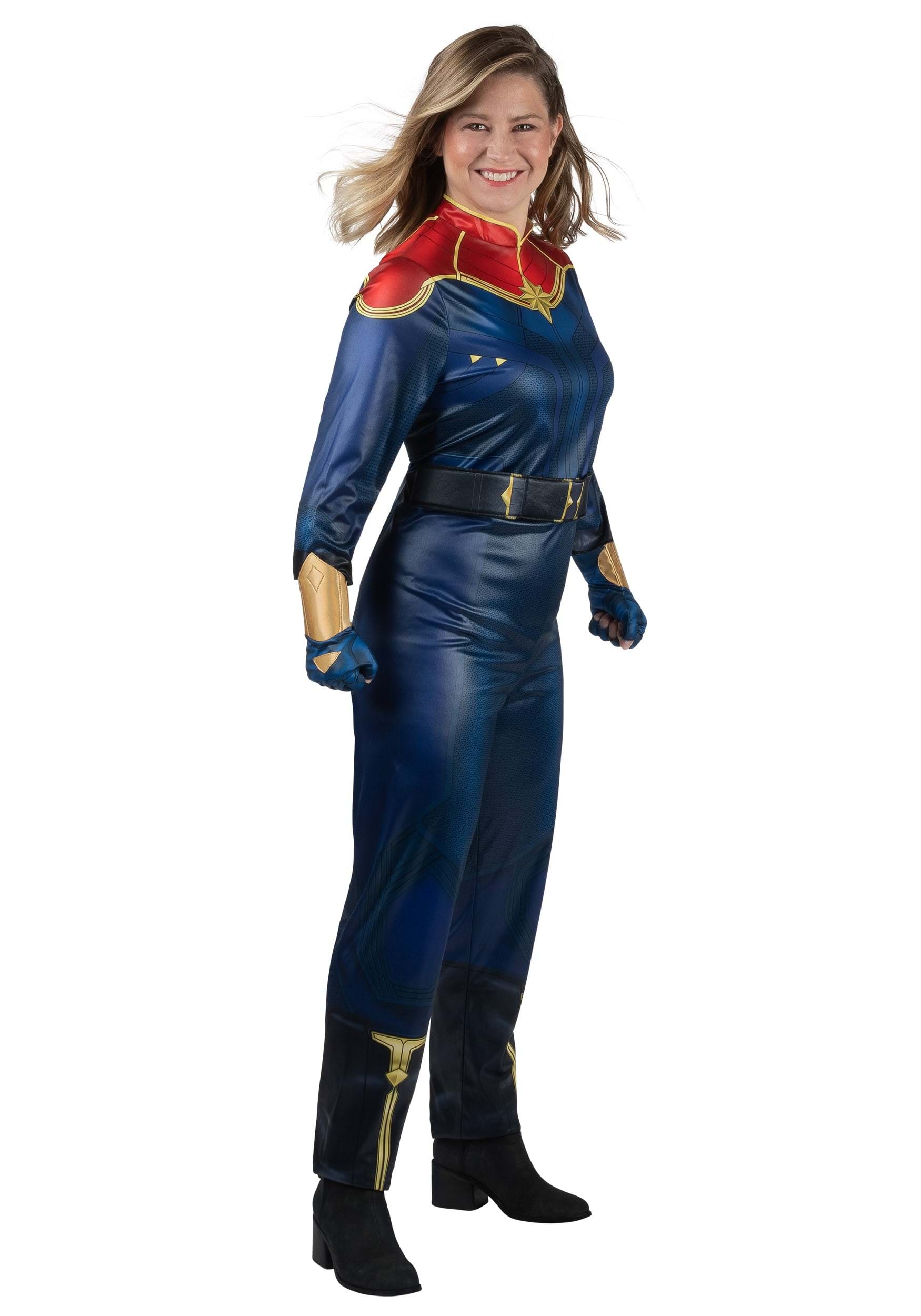 Costume Ufficiale Capitan Marvel Per Donna - 2 Pezzi Con Tuta E Cintura - Rubie's (700600-M)