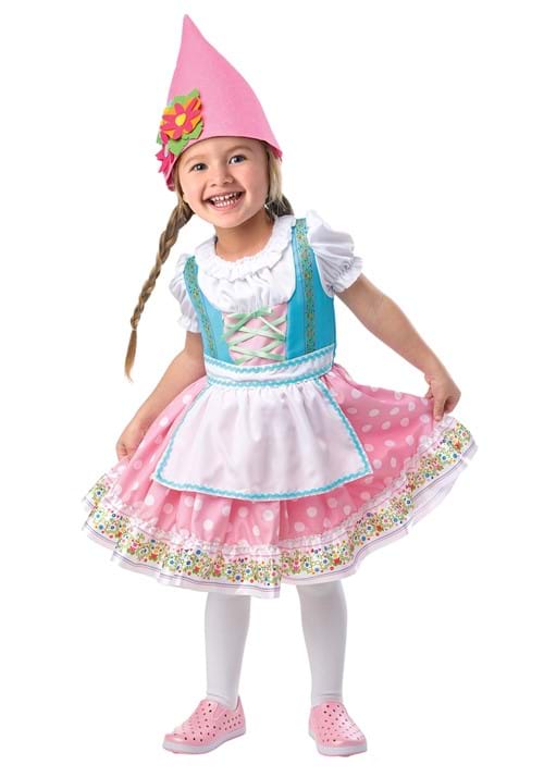 Girls Pink Pastel Garden Gnome Toddler Costume