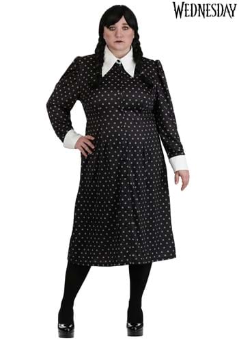 Plus Size Wednesday Addams Polka Dot Costume Dress