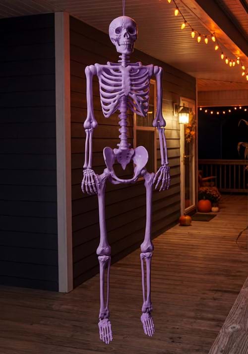 5FT Poseable Crazy Bones Skeleton in Purple Halloween Decora