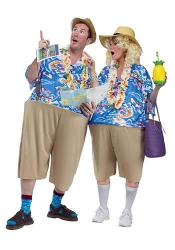 Adult Tacky Tourist Costume with Flower Lei