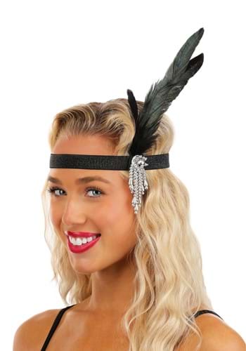 Jeweled Black Costume Flapper Headband for Women