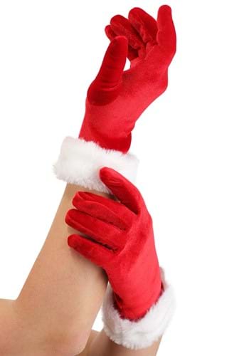 Red Santa Costume Gloves for Women