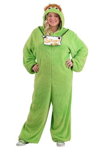 Plus Size Oscar the Grouch Adult Costume Onesie Alt 1